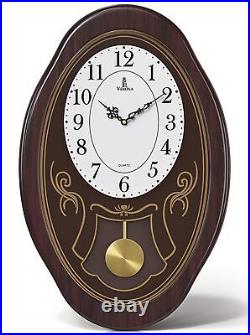 Musical Wall Clock with Pendulum Oval Clock with Melodies & Westminster Chimes