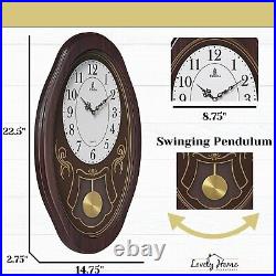 Musical Wall Clock with Pendulum Oval Clock with Melodies & Westminster Chimes