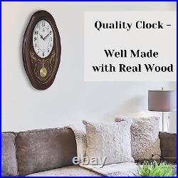 Musical Wall Clock with Pendulum Oval Clock with Melodies & Westminster Chimes