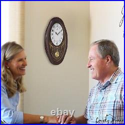 Musical Wall Clock with Pendulum Oval Clock with Melodies & Westminster Chimes