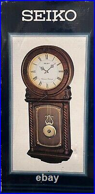 NIB Seiko Pendulum Dark Oak Wood Wall Clock Dual Chimes Westminster Whittingham