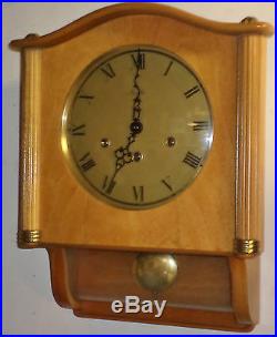 Nice Working Friedrich Mauthe Wood & Glass 8 Day Westminster Chime Wall Clock