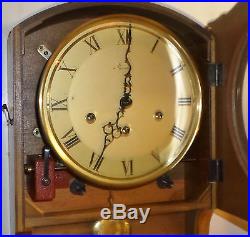 Nice Working Friedrich Mauthe Wood & Glass 8 Day Westminster Chime Wall Clock