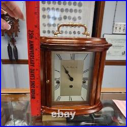 NOS Mahagony Franz Hermle & Sohn 8 Day Westminster Chime Oval Shelf Clock