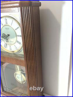 NOS Seiko Quartz Wooden Wall Pendulum Clock Westminster Whittington withChime