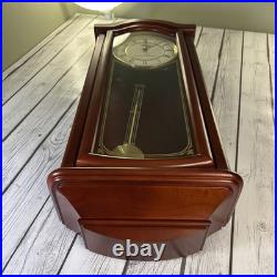 Near Mint Seiko Mahogany Finish Pendulum Chiming Cherry Wall Clock QXH118BLH