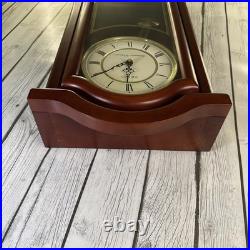 Near Mint Seiko Mahogany Finish Pendulum Chiming Cherry Wall Clock QXH118BLH