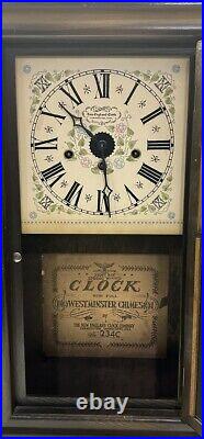 New England Clock Company 8 Day Westminster Chimes 23 Wind Up Clock withKey Works