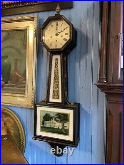 New Haven Clock Co. Octagon Top Westminster Chime Banjo Clock C. 1900