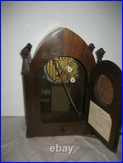 New Haven Cloister Gothic Westminster Chime Fine Cabinet Clock Electromechanical