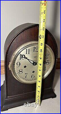 New Haven Gothic Beehive Dome Top Tombstone Westminster Chime Mantel Clock