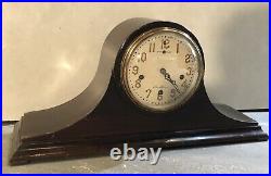 New Haven Wells Westminster Chime Tambour Style Mantel Table Shelf Clock