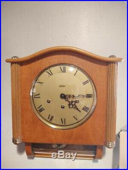 Nice Old Working German Linden Mauthe Westminster Chime 8 Day Wood Wall Clock
