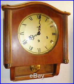 Nice Old Working German Linden Mauthe Westminster Chime 8 Day Wood Wall Clock