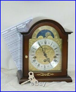 Nice Woodford Hermle Walnut Westminster Chime + Moonphase Mantle Bracket Clock