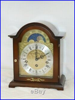 Nice Woodford Hermle Walnut Westminster Chime + Moonphase Mantle Bracket Clock