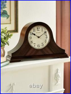 Norwalk Triple-Chime Tambour Mantel Clock Walnut Quartz Westminster 78948