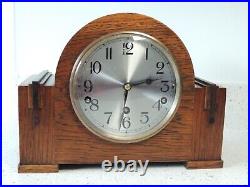 Oak Case Musical Westminster Chime Striking Mantel Clock Garrard