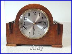 Oak Case Musical Westminster Chime Striking Mantel Clock Garrard