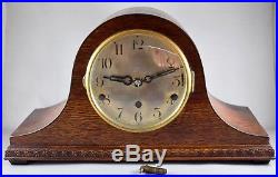 Oak Cased Napoleon Hat Westminster Whittington Chimes Mantel Clock Working