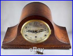 Oak Cased Napoleon Hat Westminster Whittington Chimes Mantel Clock Working