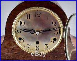 Oak Cased Napoleon Hat Westminster Whittington Chimes Mantel Clock Working