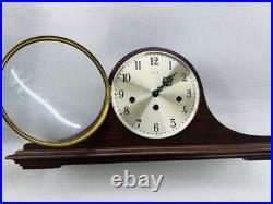 Old Mahogany Humpback 2 Jewels Elgin chiming Mantel Clock Made In Germany 18