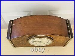 Old Vintage WESTMINSTER CHIME New Haven Wood Mantle Clock Art Deco