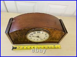 Old Vintage WESTMINSTER CHIME New Haven Wood Mantle Clock Art Deco