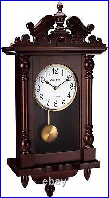 Olden Days Wall Clock with Real Wood, 4 Chimes, Antique Vintage Style, Pendulum