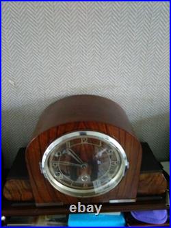 PERIVALE c 1928 ART DECOR WESTMINSTER CHIME 8 DAY MANTLE CLOCK WORKING KEY V G C
