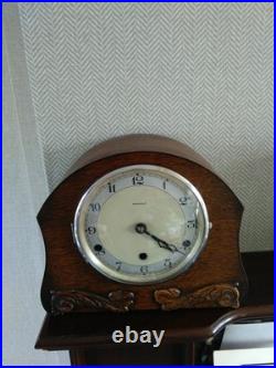 PERIVALE c 1930 ART DECOR WESTMINSTER CHIME 8 DAY MANTLE CLOCK WORKING KEY V G C