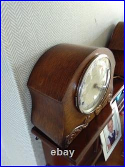 PERIVALE c 1930 ART DECOR WESTMINSTER CHIME 8 DAY MANTLE CLOCK WORKING KEY V G C