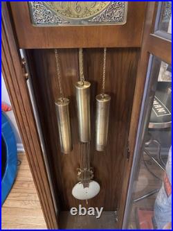 Pearl Grandfather Clock 1982 Excellent, Fruitwood Triple Westminster Chime