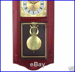 Pendulum Wall Clock European Westminster Hourly Chimes Cherry Wood Decor