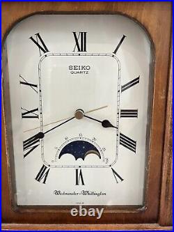 Penn State Seiko Quartz Westminster Whittington Wooden Mantle Chime Clock