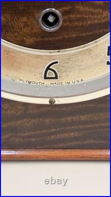 Plymouth Westminster Chime Mantel Clock No. 124 Made in USA Working
