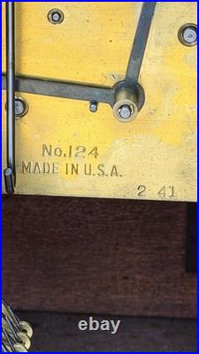 Plymouth Westminster Chime Mantel Clock No. 124 Made in USA Working