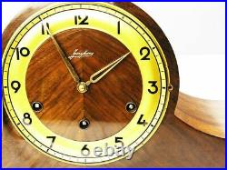 Pure Art Deco Westminster Chiming Mantel Clock Junghans Black Forest Germany