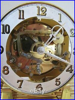 RARE CLOCK antique Style King WESTMINSTER CHIME brass glass ESCAPEMENT mantle