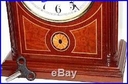 Running Howard Miller Barrister Mahogany Inlay Westminster Chime Bracket Clock