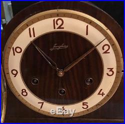 Rare 1950s Junghans Westminster Made In Germany Deco Mantle Clock Working Chimes