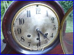 Rare Antique Gustav Becker Westminster Chimes KC Co. Mahogany Mantel Clock 30