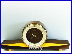 Rare Beautiful Later Art Deco Junghans Chiming Mantel Clock With Balance Wheel