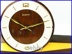 Rare Beautiful Later Art Deco Junghans Chiming Mantel Clock With Balance Wheel