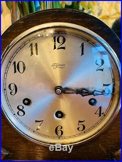 Rare Edwardian Oak cased 8 day Westminster chiming mantle clock by Schatz (Gufa)