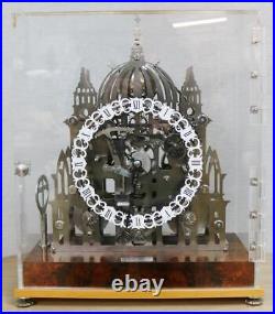 Rare Exhibition 8 Day Triple Fusee Stainless Steel Musical 5 Bell Skeleton Clock