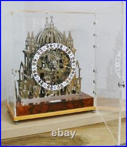 Rare Exhibition 8 Day Triple Fusee Stainless Steel Musical 5 Bell Skeleton Clock