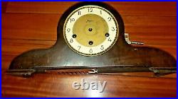 Rare Gebruder Junghans A-G W200 S Movement Wood Brass Mantle Clock for repair