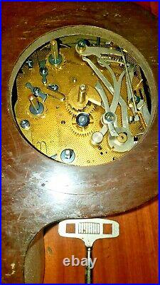 Rare Gebruder Junghans A-G W200 S Movement Wood Brass Mantle Clock for repair